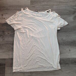Womens white BKE short sleeve shirt - size L